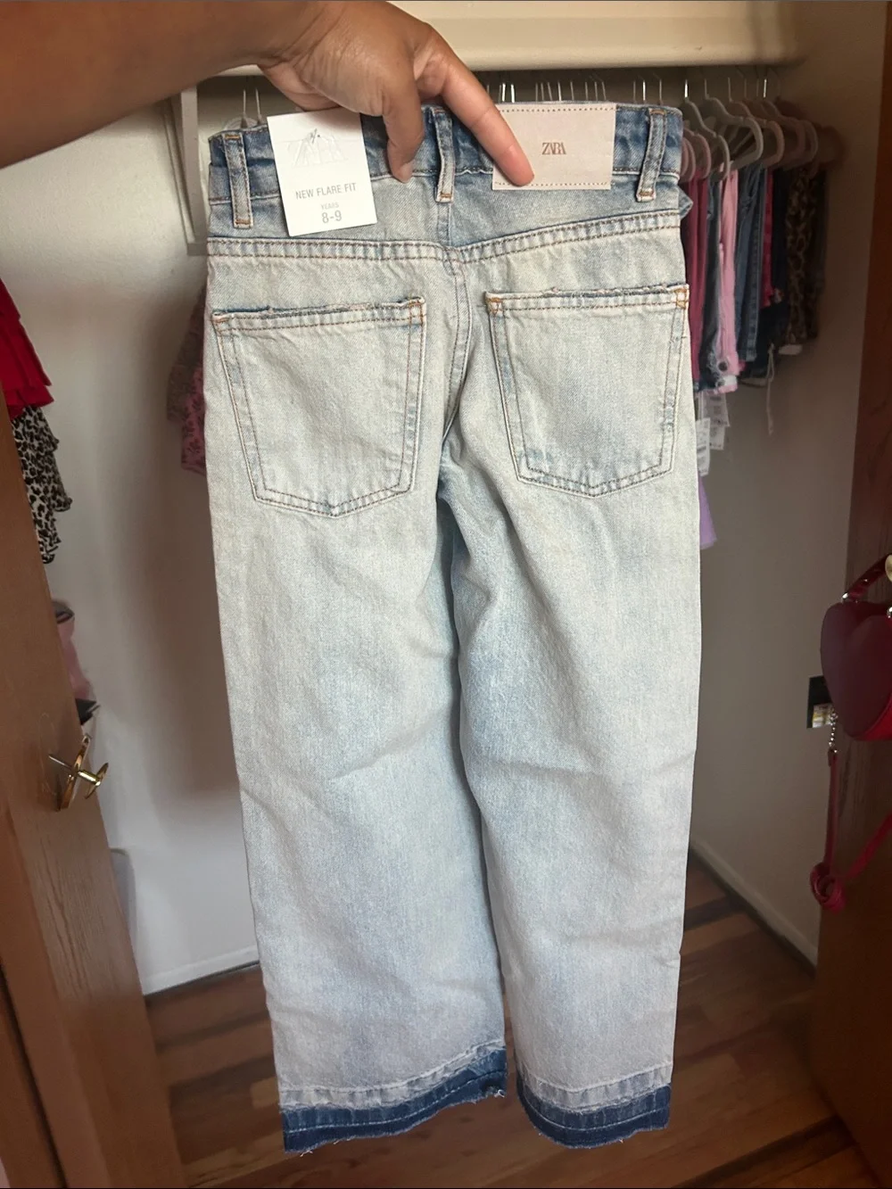 Zara Light Blue Wide Leg Jeans with Dark Hem